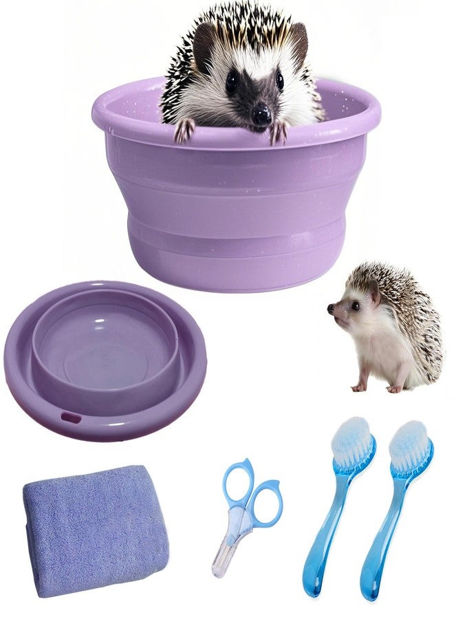 JSLZF Hedgehog Bath Supplies Grooming Kit: Foldable Bathtub, Nail Clippers, Bathing Brushes, Towel for Hedgehog Small Pets like Guinea Pigs - Image 1